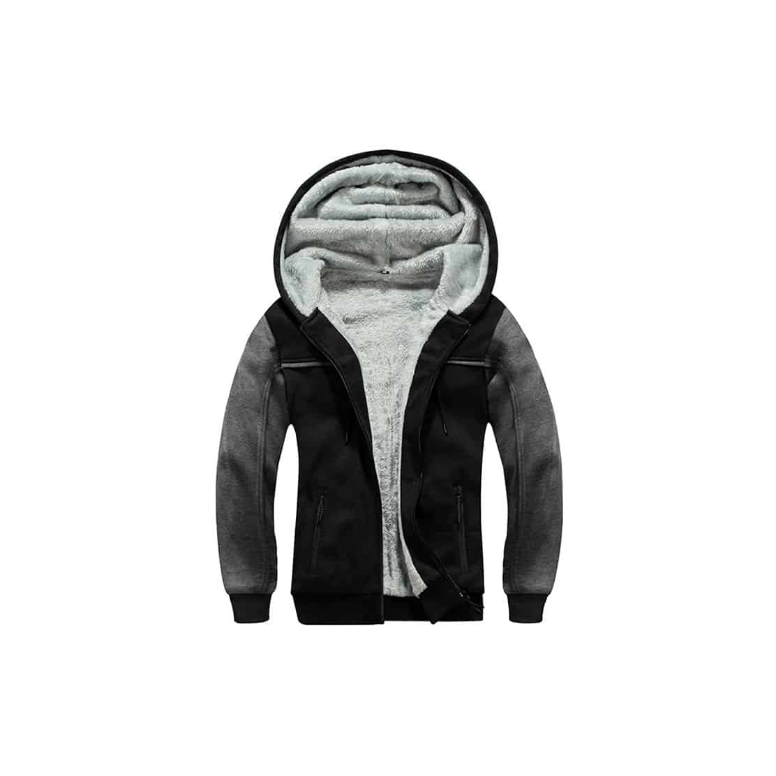 0818323078-Zipup-fleece-extra-thick-multicolour-black-grey 冬季加厚抓毛連帽拉鍊外套 | 印Tee | 印T-Shirt | 班衫 | 班Tee | 印衫 | 衛衣 | 風褸 |