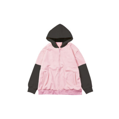 全自訂假兩件連帽拉鍊外套